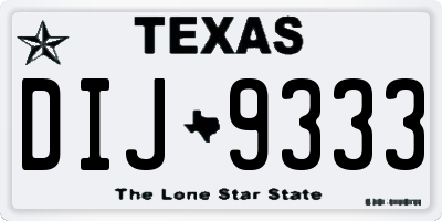 TX license plate DIJ9333