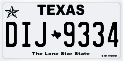 TX license plate DIJ9334