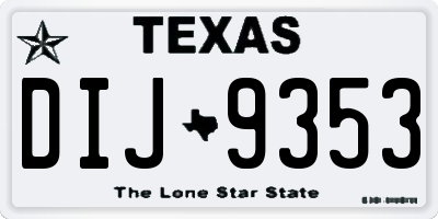 TX license plate DIJ9353
