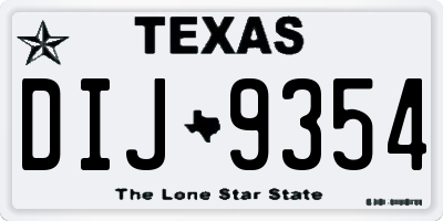 TX license plate DIJ9354