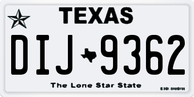 TX license plate DIJ9362