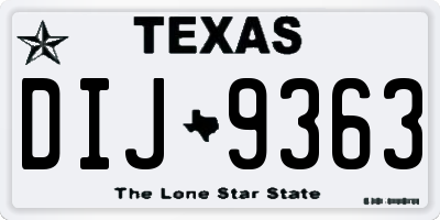 TX license plate DIJ9363