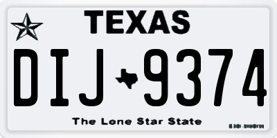 TX license plate DIJ9374