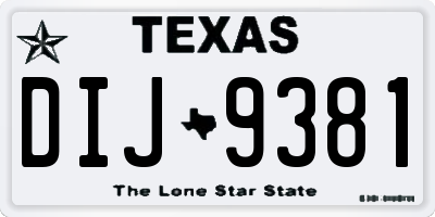 TX license plate DIJ9381