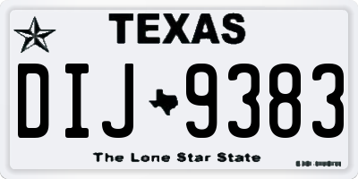 TX license plate DIJ9383