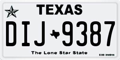 TX license plate DIJ9387