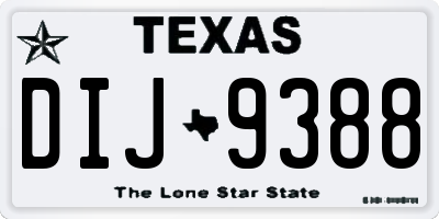 TX license plate DIJ9388