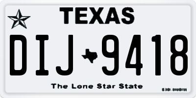 TX license plate DIJ9418