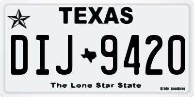 TX license plate DIJ9420