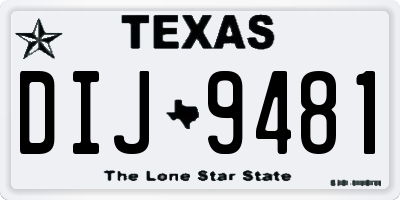 TX license plate DIJ9481