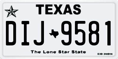 TX license plate DIJ9581