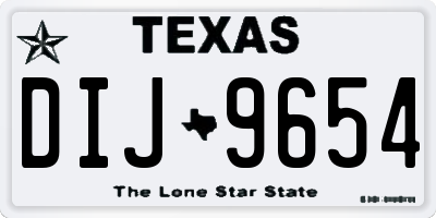 TX license plate DIJ9654