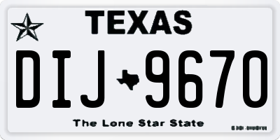 TX license plate DIJ9670