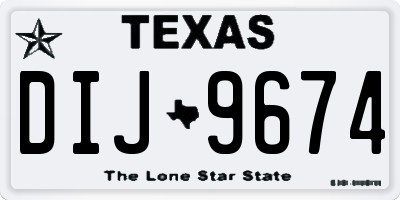 TX license plate DIJ9674