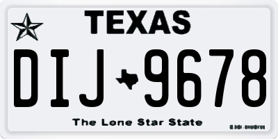 TX license plate DIJ9678