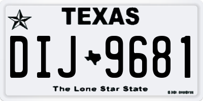 TX license plate DIJ9681