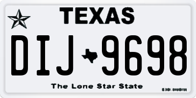 TX license plate DIJ9698