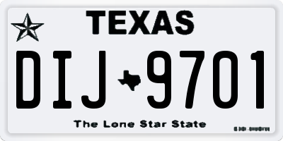 TX license plate DIJ9701