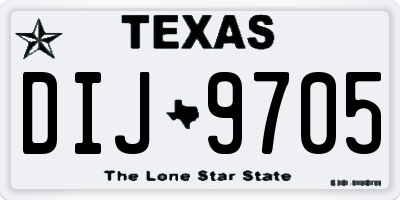 TX license plate DIJ9705