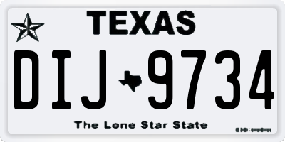 TX license plate DIJ9734