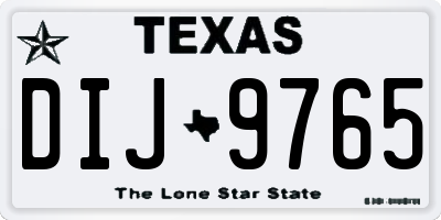 TX license plate DIJ9765