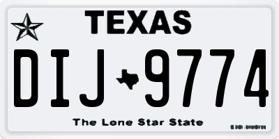 TX license plate DIJ9774