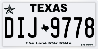 TX license plate DIJ9778