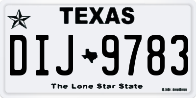 TX license plate DIJ9783