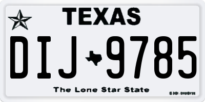 TX license plate DIJ9785