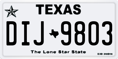 TX license plate DIJ9803