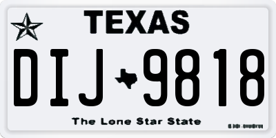 TX license plate DIJ9818