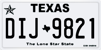 TX license plate DIJ9821