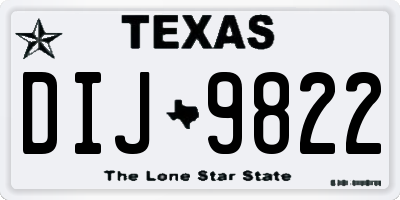 TX license plate DIJ9822