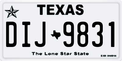 TX license plate DIJ9831