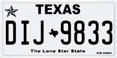 TX license plate DIJ9833