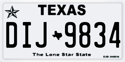 TX license plate DIJ9834