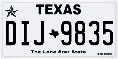 TX license plate DIJ9835
