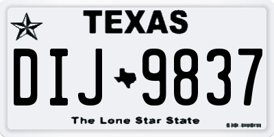 TX license plate DIJ9837