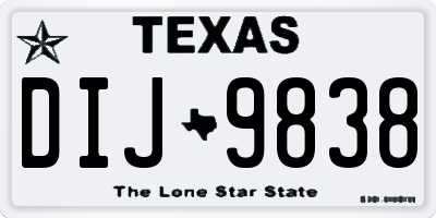 TX license plate DIJ9838