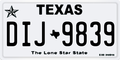 TX license plate DIJ9839