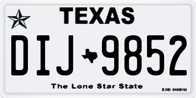 TX license plate DIJ9852