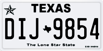 TX license plate DIJ9854