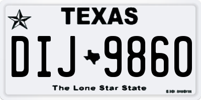 TX license plate DIJ9860