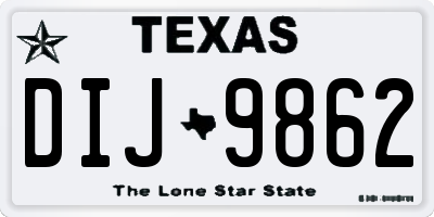 TX license plate DIJ9862