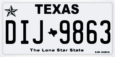 TX license plate DIJ9863