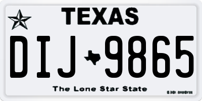 TX license plate DIJ9865