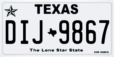 TX license plate DIJ9867