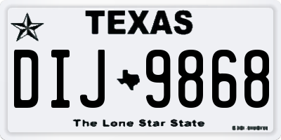 TX license plate DIJ9868