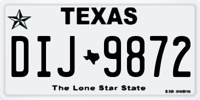TX license plate DIJ9872