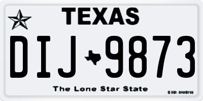 TX license plate DIJ9873